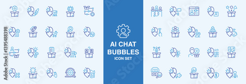 Bots icon set. Editable Stroke Icon Collection. Includes assistance, car, chat, cloud, coding, computer, game, helper, and More. Outline icons vector collection.