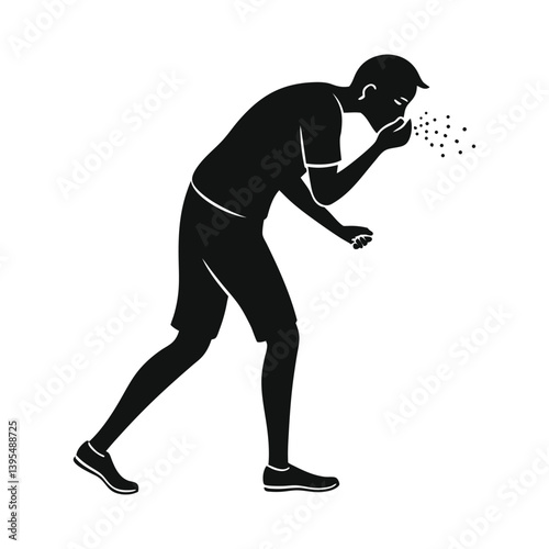 A dying patient sneezes vector art silhouette design