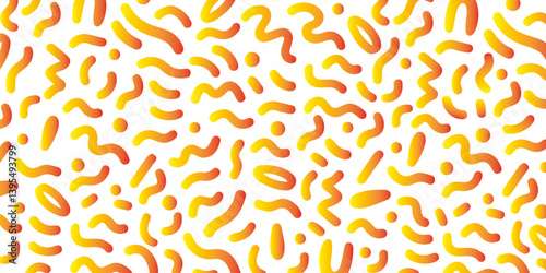 layful yellow-orange gradient squiggle background in retro memphis style – seamless vector pattern