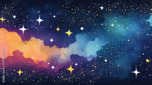 Deep space shining stars in night sky, constellation star field, galaxy