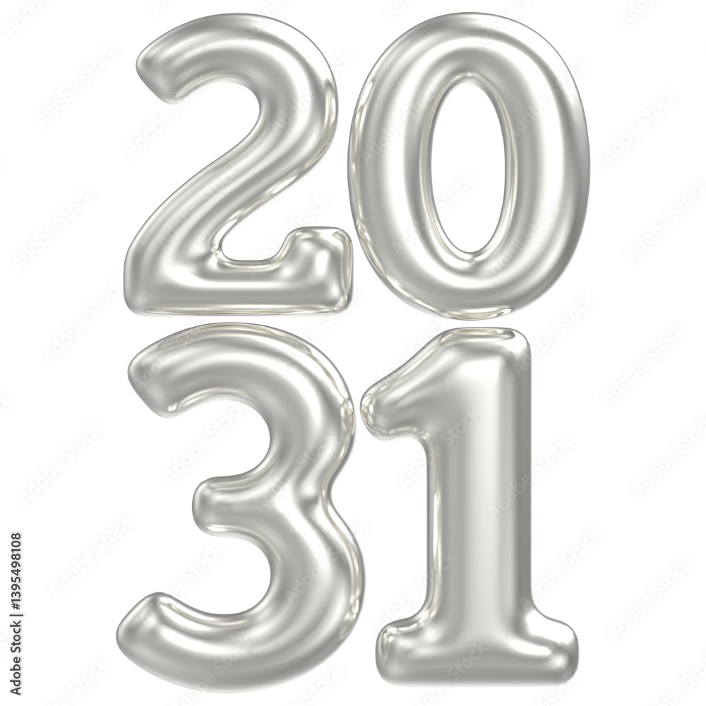 3D Silver Happy New Year 2031 3D Silver Happy New Year 2031