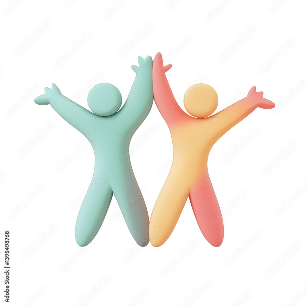 Colorful 3d transparent logo icons hugging tightly, representing strong teamwork, partnership, and collaborative connection against user background Colorful 3d transparent logo icons hugging tightly, representing strong teamwork, partnership, and collaborative connection against user background