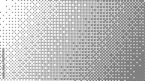 vector abstract background, Diagonal Halftone Gradient, Black Cross Dot Texture, White Background, Monochrome Abstract Design, Digital Pixel Pattern, Modern Grayscale Fade Effect.