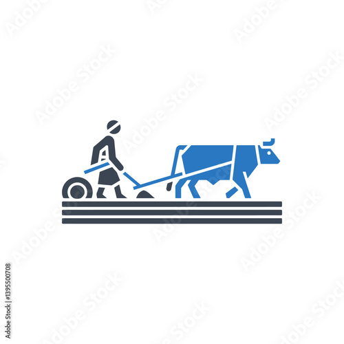 Plowing with Cow Icon