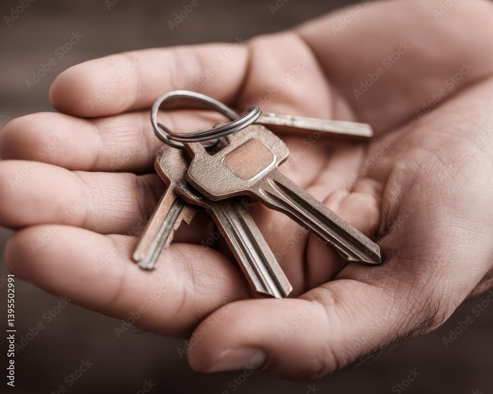 Warm-toned photo of house keys within hands, conveying a sense of belonging - property door entry comfort valuable Warm-toned photo of house keys within hands, conveying a sense of belonging - property door entry comfort valuable