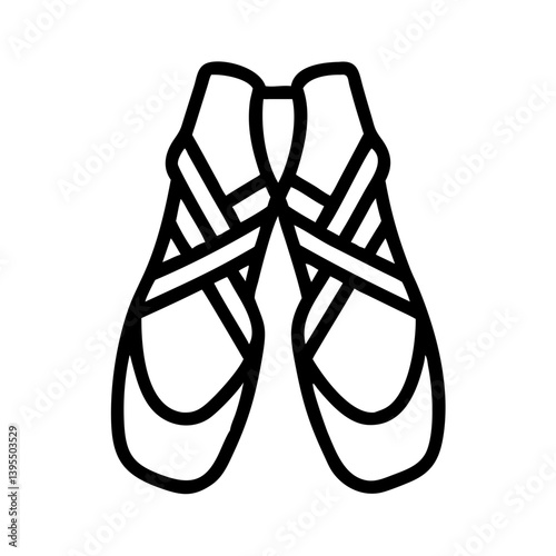 Ballet Shoes with Crossed Ribbons Icon Design