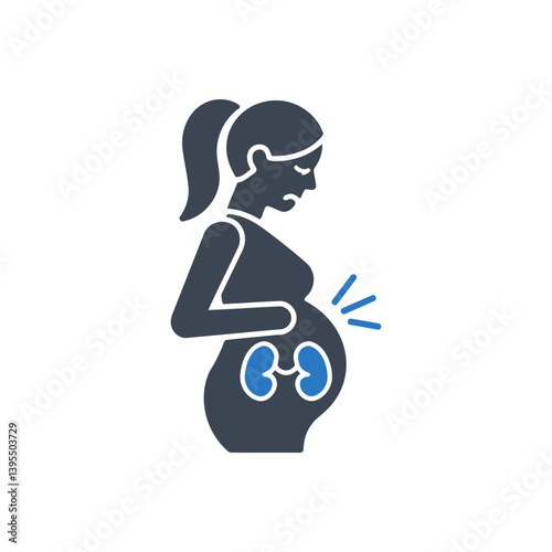 Pregnant woman kidney pain icon