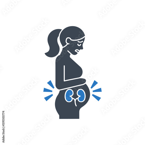 Pregnant woman kidney pain icon