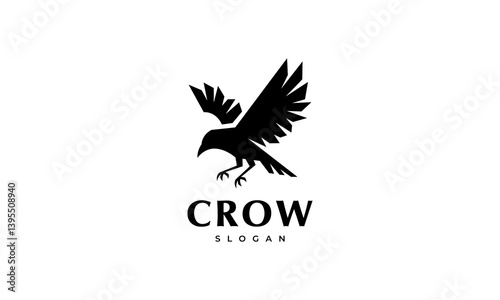 crow logo vector icon illustration, raven logo template	