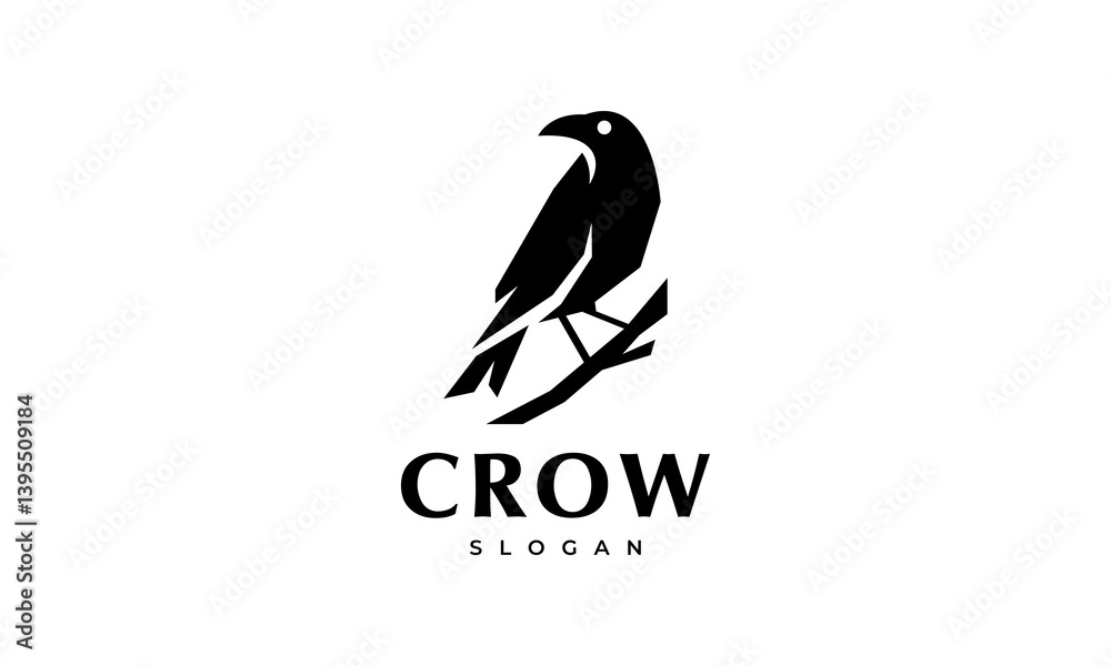 Fototapeta premium crow logo vector icon illustration, raven logo template 