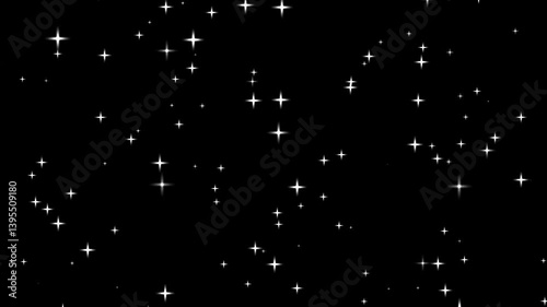 Twinkle stars, 4k glowing stars sparkling night Skye animation with transparent background