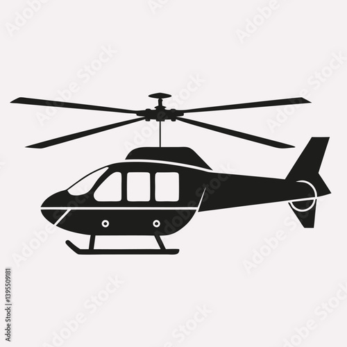 helicopter silhouette vector, icon on white background