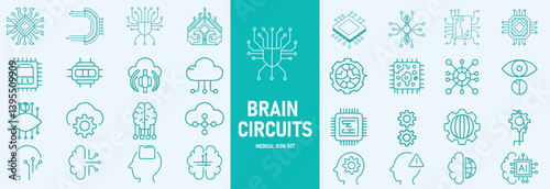 Machine learning outline icons set vector illustrator. AI, data analysis, algorithms, data, automation, learning, science, networks and more.