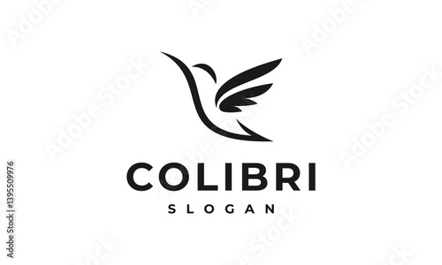 colibri logo vector icon illustration, hummingbird logo template