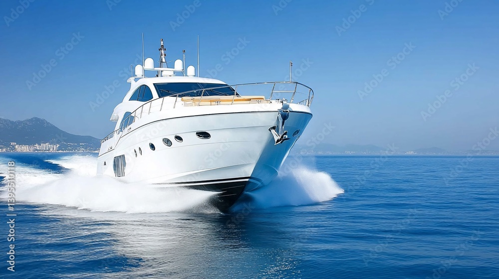 Fototapeta premium Luxury Yacht Cruising the Azure Waters