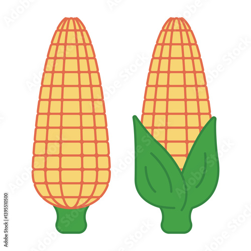 Corn cob vector cartoon illustration isolated on a white background.