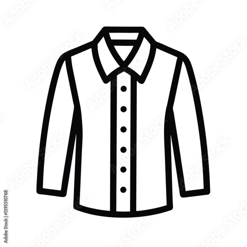 Black Outline Of A Classic Button Down Shirt Graphic Illustration