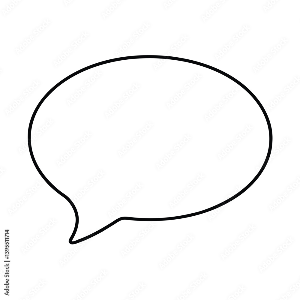 Simple Black Outline Speech Bubble Vector Illustration For Communication And Design