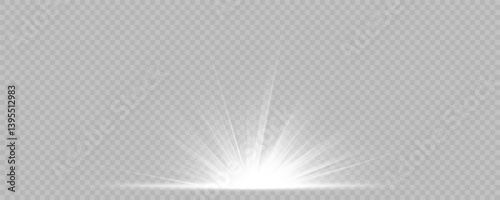 Radiant light burst forms celestial flash of brilliance. White flare glows with shimmering halo on glassy space. Star spark explodes softly in high-impact shine effect. Magic dust twinkles