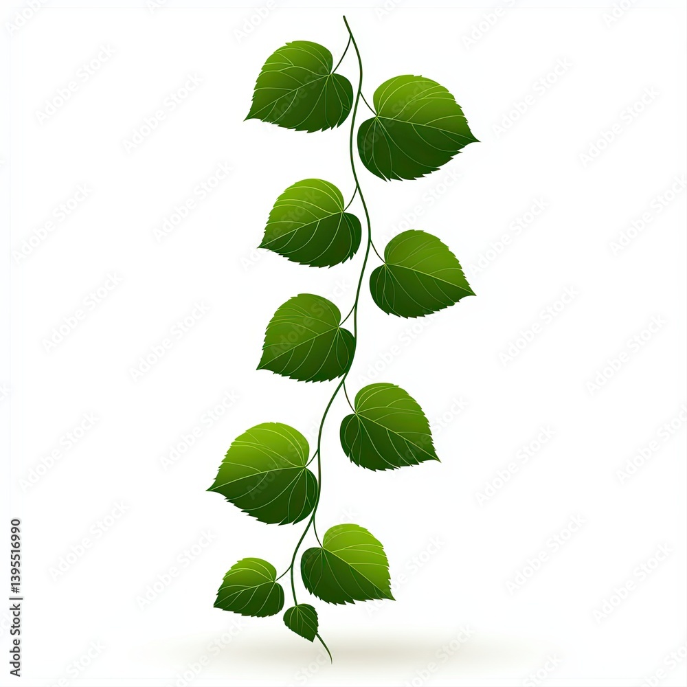Naklejka premium Vector Illustration of Green Vine Leaves on a White Background