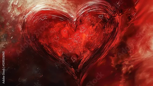 Crimson Heart: An Abstract Expression of Love and Passion