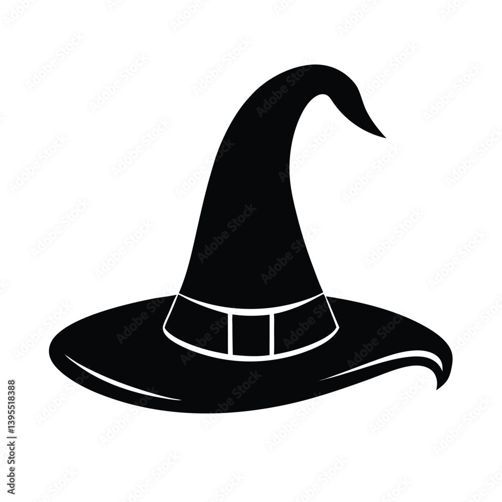 Naklejka premium Halloween Witch Hat silhouette vector illustration