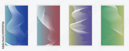 blue wave lines pattern background. Abstract line wave gradient poster background vector. Minimalist cover template with vibrant perspective line wave in motion, banner, flyer, music, ads