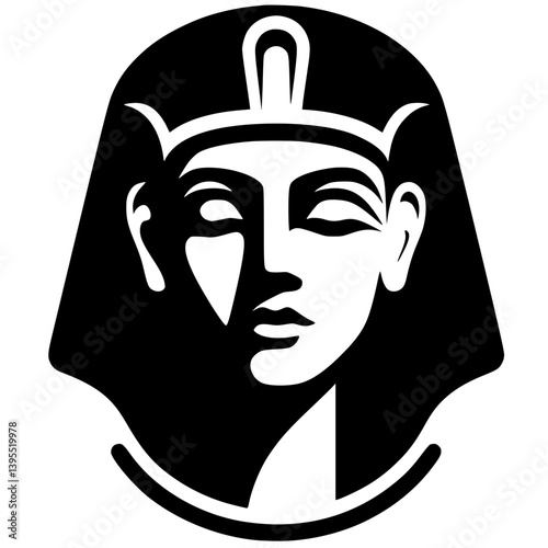 Ancient Egyptian statue logo silhouette