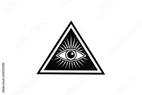 All Seeing Eye In Triangle Mystical Symbol Illuminati Design Graphic