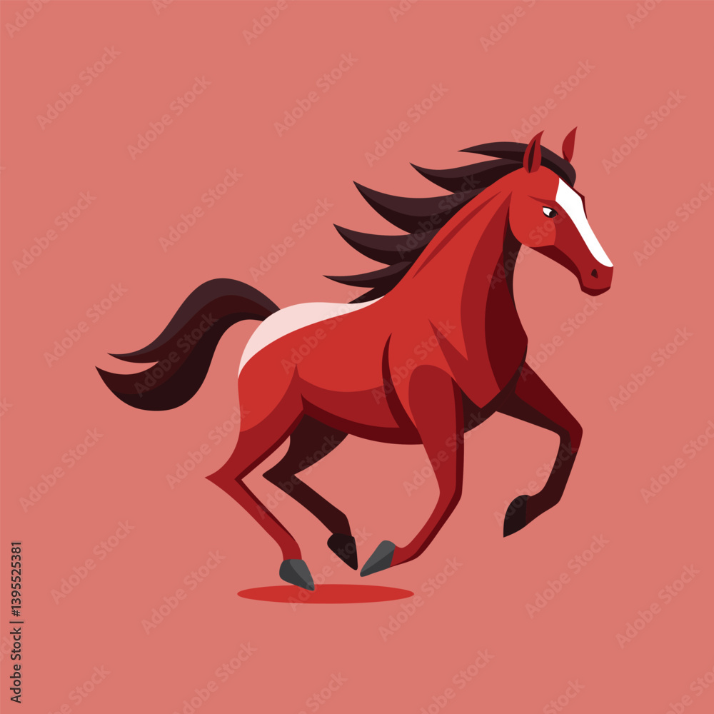 Obraz premium aggressive, energetic running horse, Vector illustration