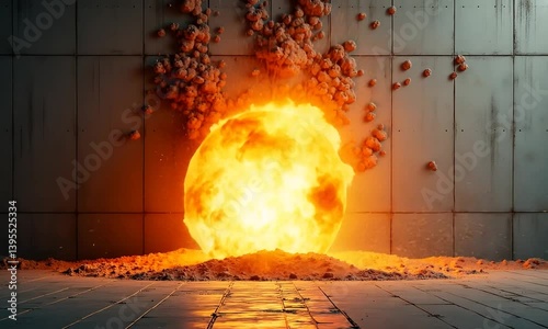 Fiery Orb Explosion: A Digital Rendering of Intense Energy