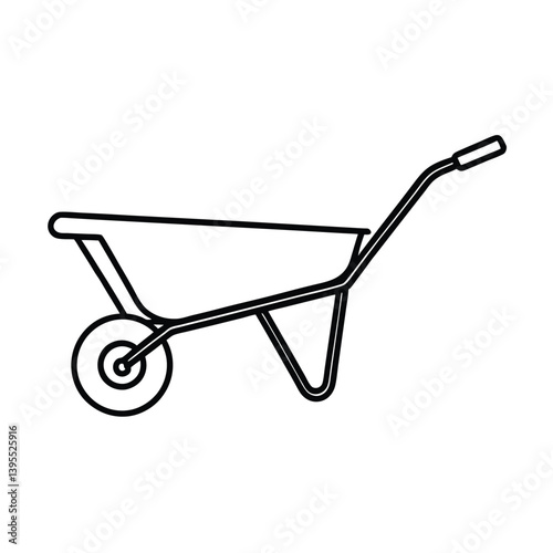 Simple Wheelbarrow Outline Vector Illustration Gardening Tool Design Element