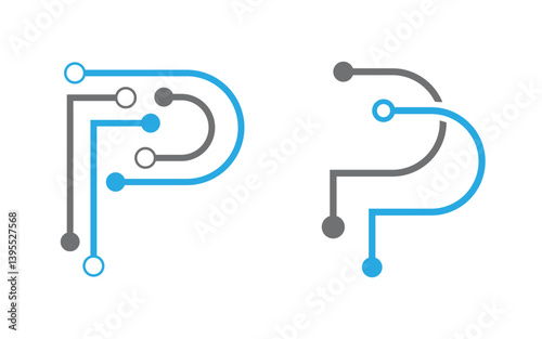 Technology Circuit Modern icon Logo design Template v.7