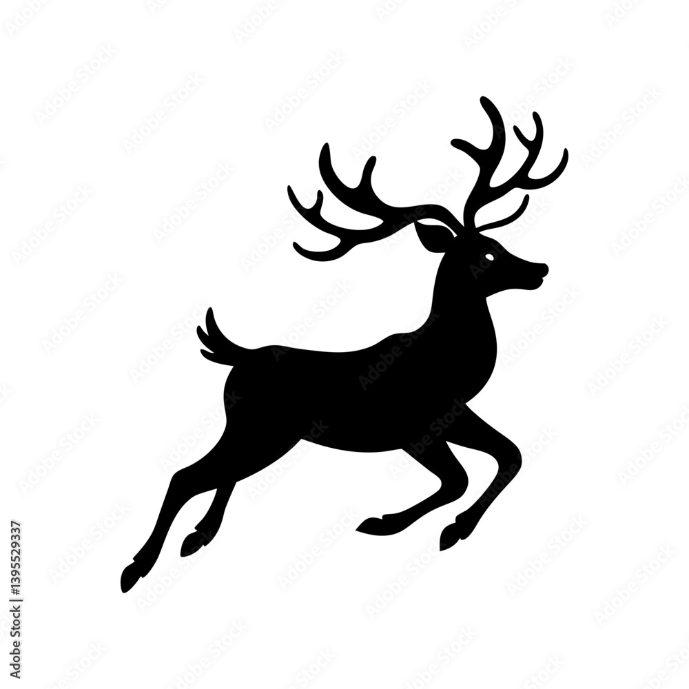Fototapeta premium Flying Reindeer Silhouette vector illustration