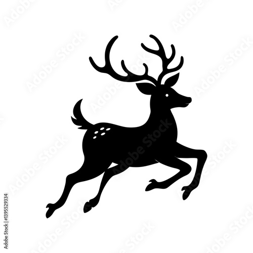 Flying Reindeer Silhouette vector illustration