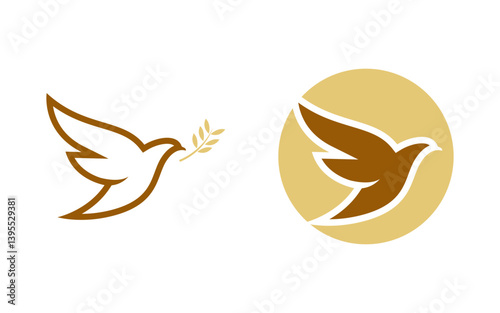 Bird dove icon logo design vector illustration template v.11