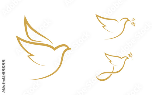 Bird dove icon logo design vector illustration template v.10