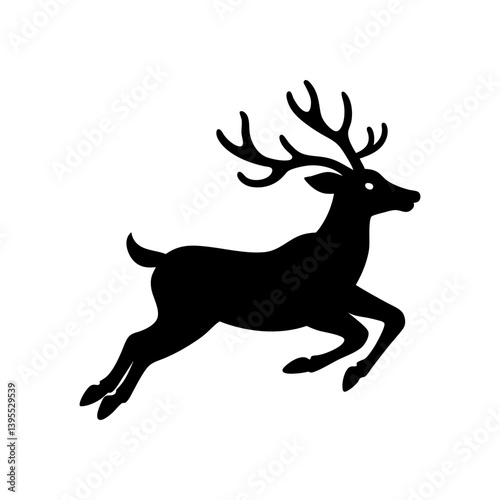 Flying Reindeer Silhouette vector illustration