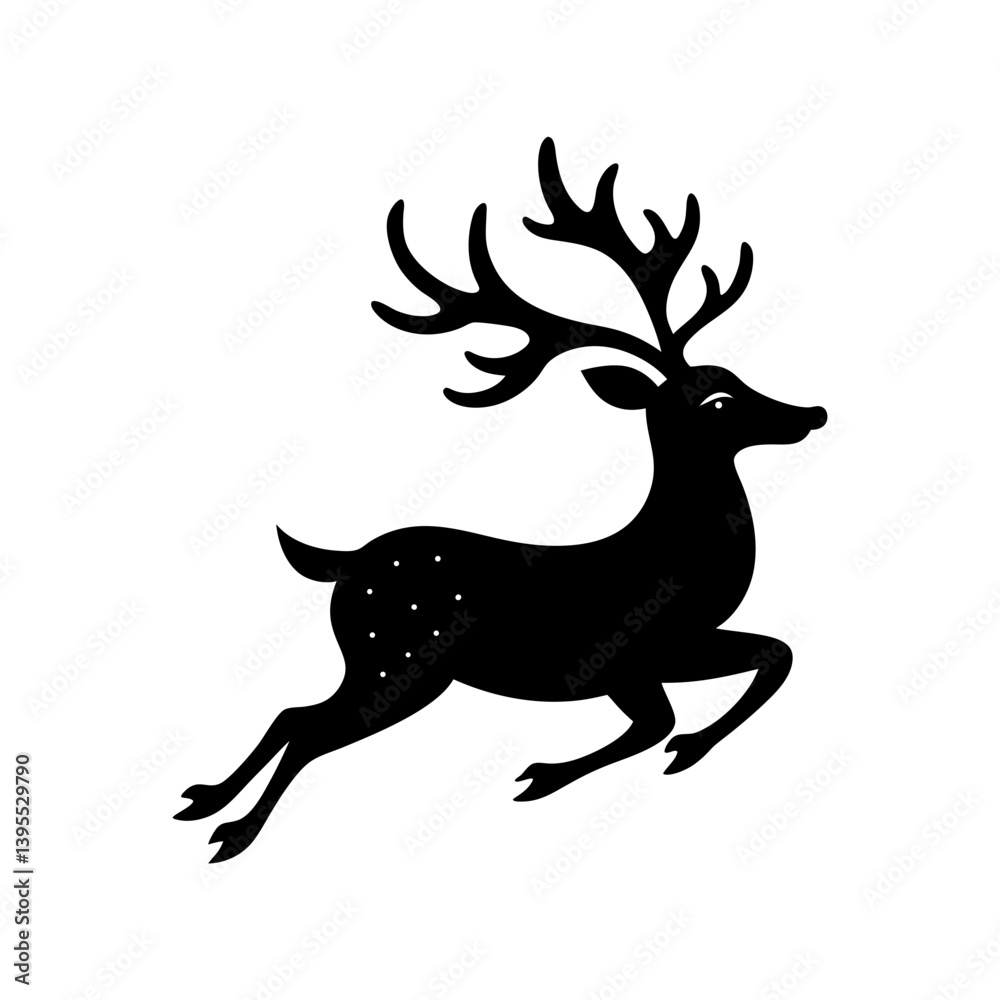 Fototapeta premium Flying Reindeer Silhouette vector illustration