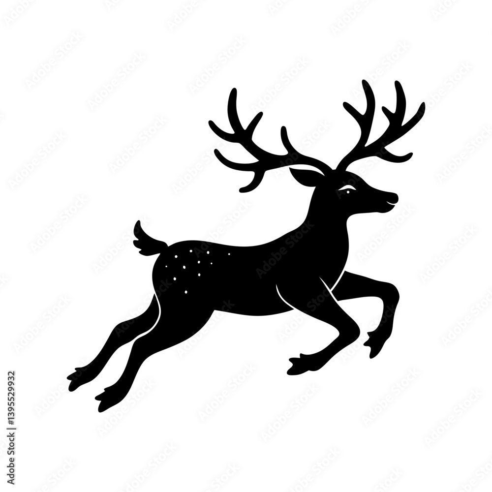 Fototapeta premium Flying Reindeer Silhouette vector illustration