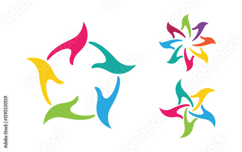 Hand help concept together Logo design template v.4