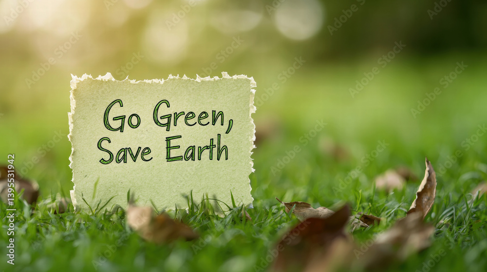 Naklejka premium Go green and save earth for brighter day filled with hope and nature beauty
