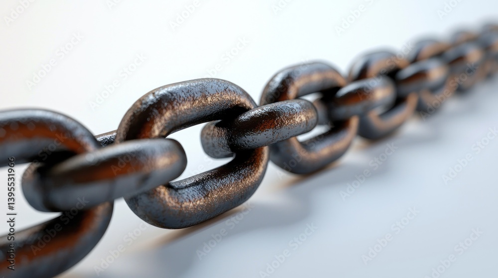 Fototapeta premium Close-up of a Metallic Chain: Strength, Unity, and Connection