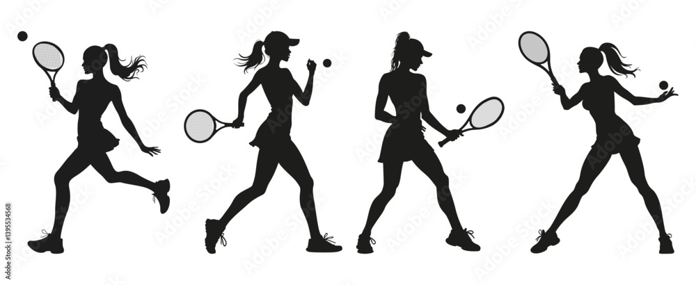 custom made wallpaper toronto digitalWoman Tennis Player Silhouette Set White Background