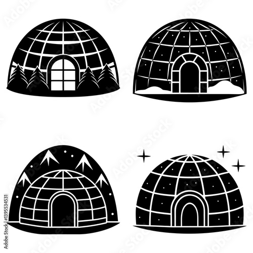 Igloo Silhouette vector illustration