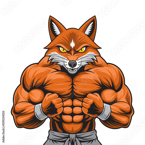 fox mascot vector illustration muscular fox design