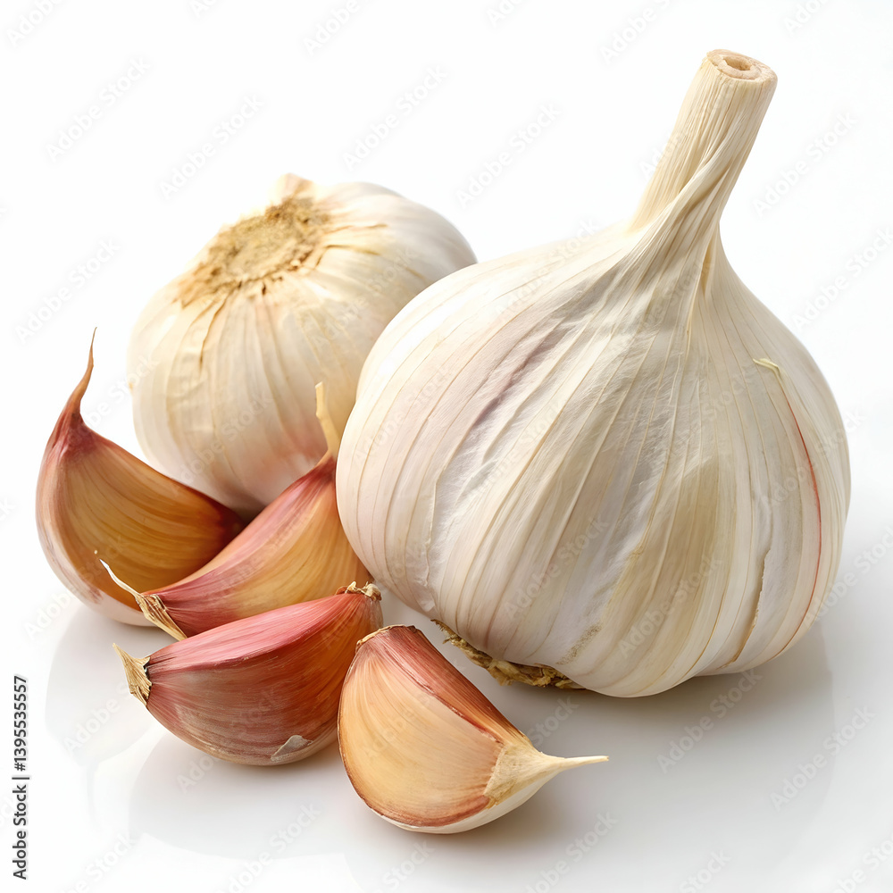 Obraz premium Garlic bulb clove spice isolated on white background