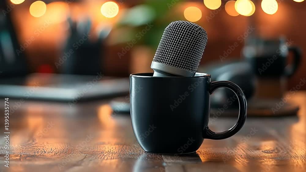 Microphone in Mug: Podcast Setup