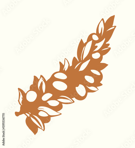 Vector drawing. Olive branch with fruits