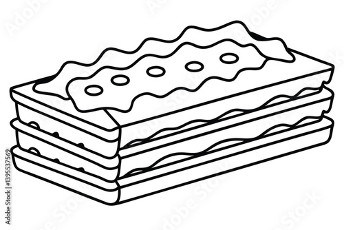 lasagna line art hand drawn delicious cheesy Italian dish.